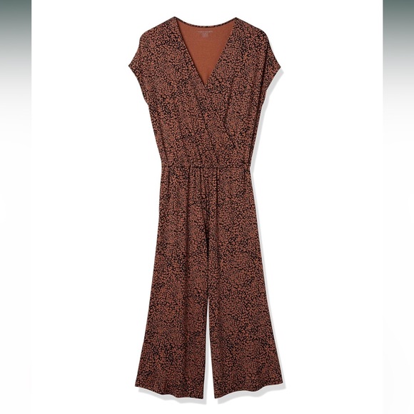 Amazon Essentials Short-Sleeve Surplice Cropped Wide-Leg Jumpsuit Size XL - Picture 4 of 13